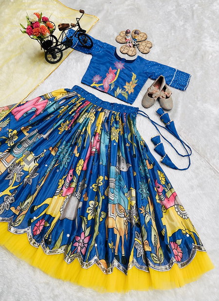 OC 227 Heavy Chinon Silk With Embroidery Work Lahenga With Choli Dupatta Girls Wear Kids Wholesalers In Delhi
